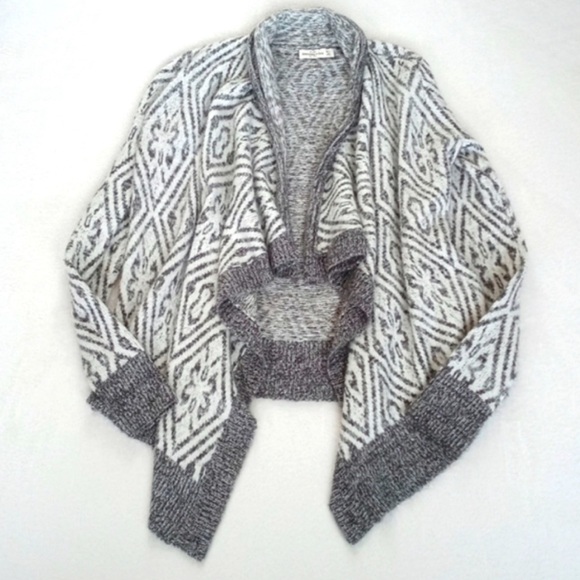 Abercrombie & Fitch Grey Winter White Wool Nylon Open Long Sleeve Cardigan M/L - Picture 1 of 9